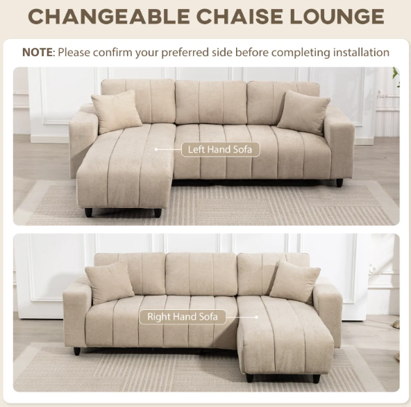 3 Seater L-Shaped Sofa with Changeable Chaise