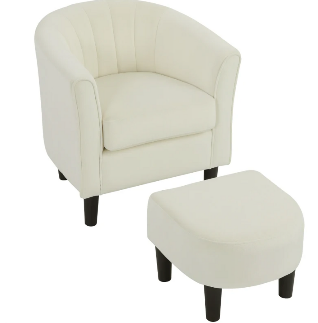 Accent Chair Modern Upholstered Living Room Chair with Ottoman