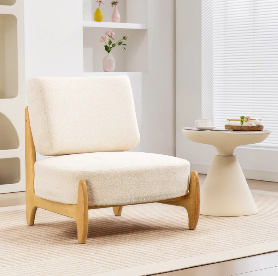 Accent Chair with Rubber Wood Frame