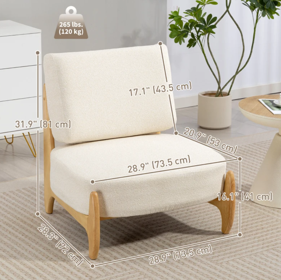Accent Chair with Rubber Wood Frame