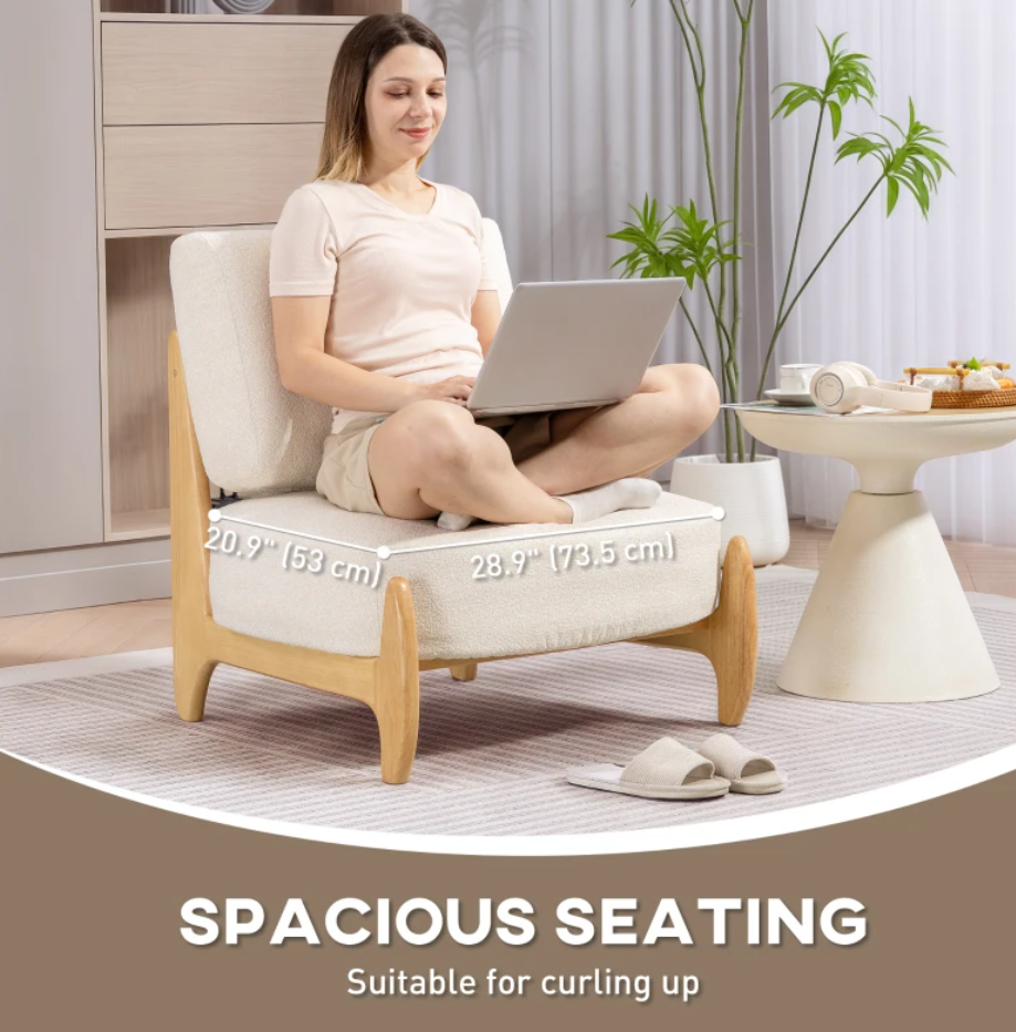 Accent Chair with Rubber Wood Frame