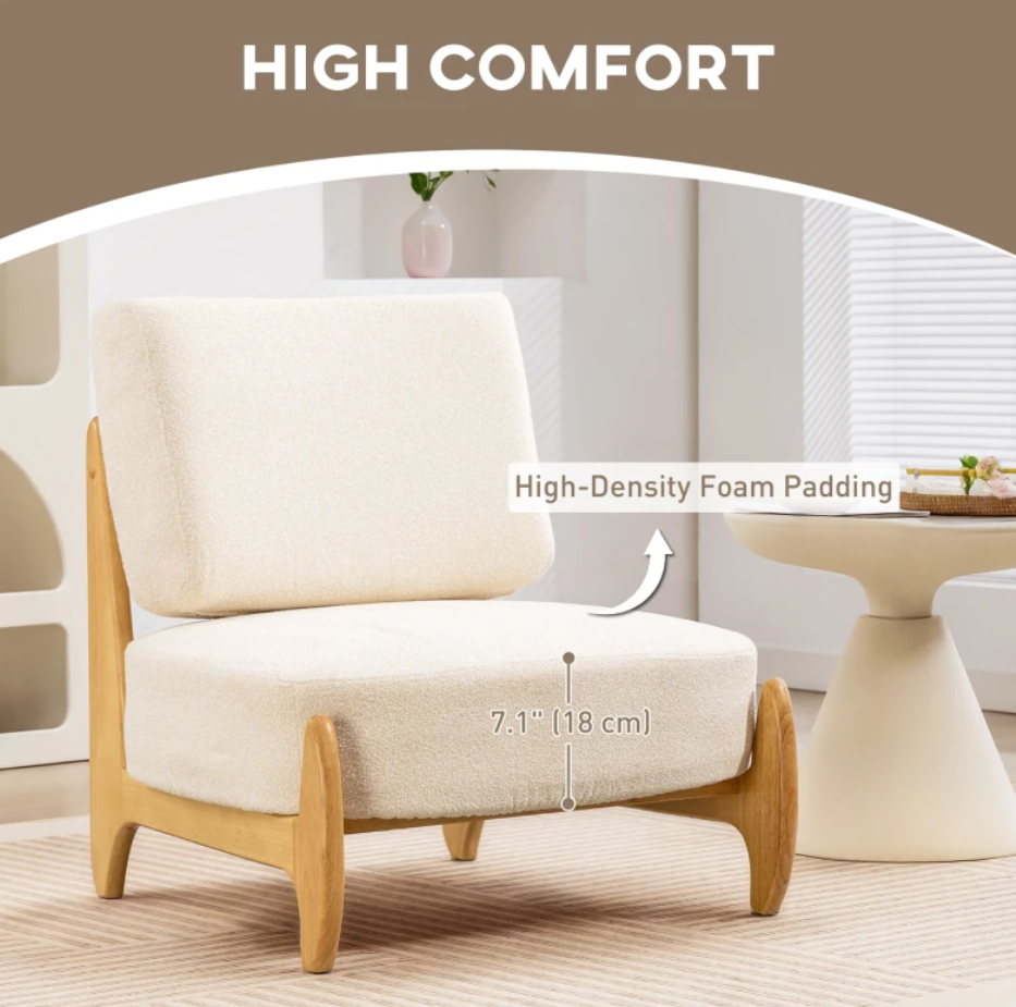 Accent Chair with Rubber Wood Frame
