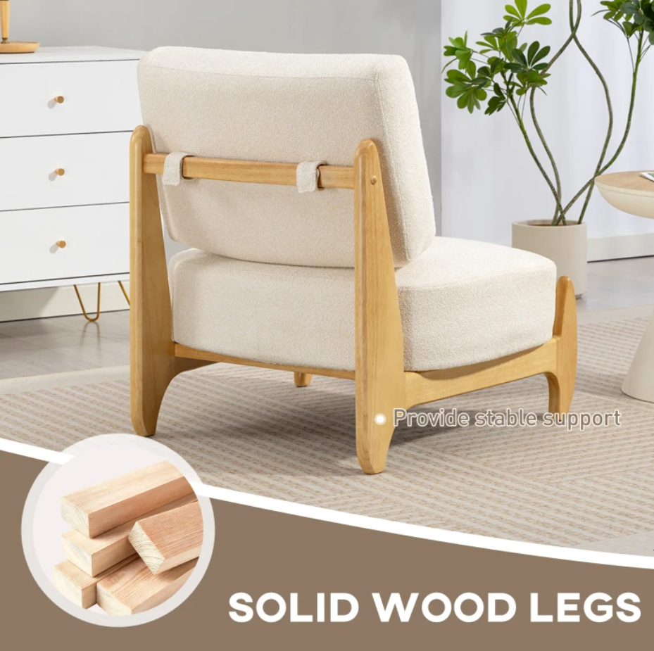 Accent Chair with Rubber Wood Frame