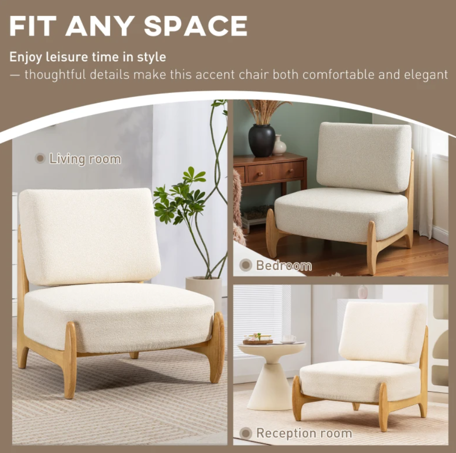 Accent Chair with Rubber Wood Frame