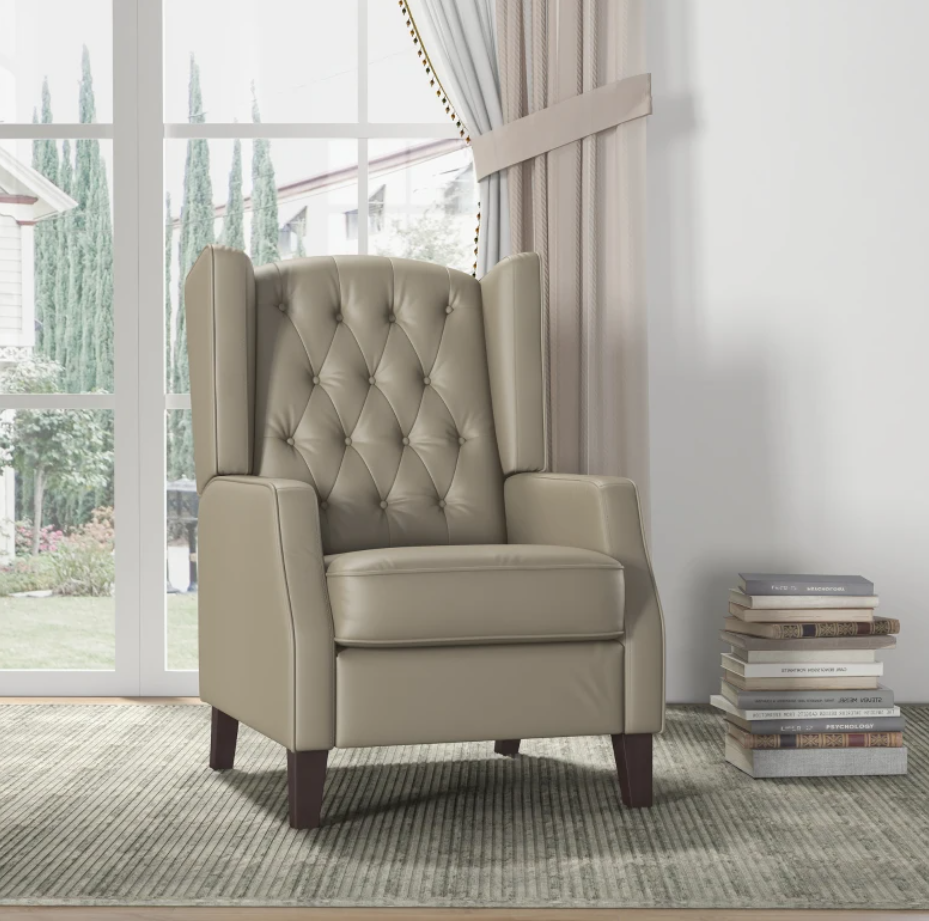 Faux Leather Accent Chair - Khaki