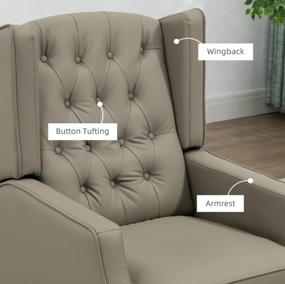 Faux Leather Accent Chair - Khaki