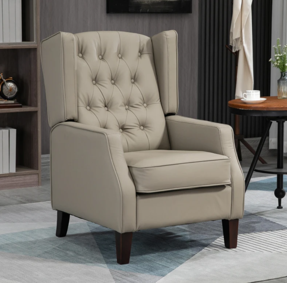 Faux Leather Accent Chair - Khaki