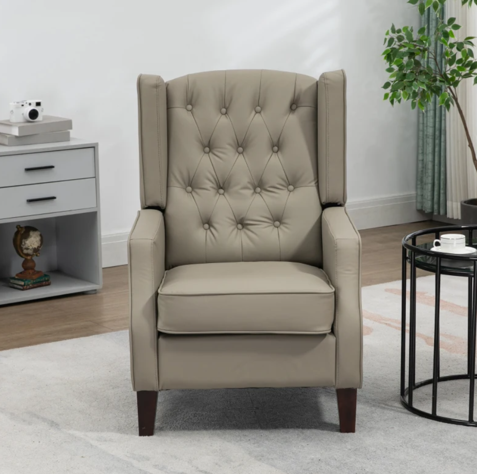 Faux Leather Accent Chair - Khaki