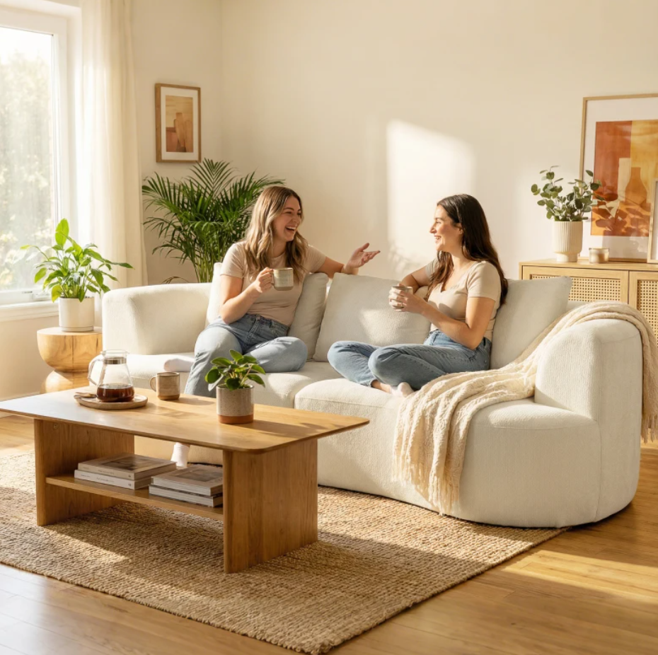 102" Chenille Boneless Couch with Wide Seat