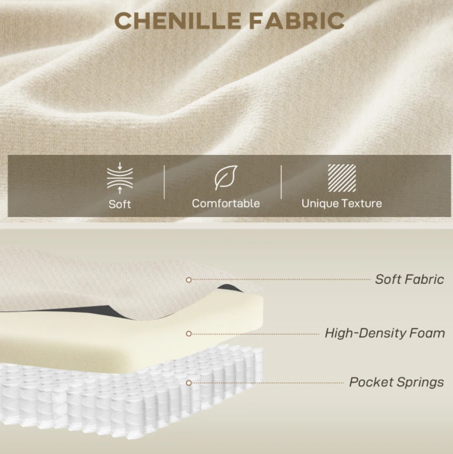 102" Chenille Boneless Couch with Wide Seat