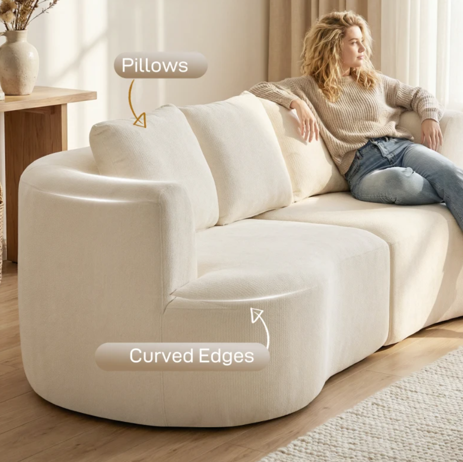 102" Chenille Boneless Couch with Wide Seat