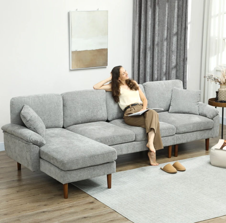 L-Shape Sofa, Modern Sectional Couch with Changeable Chaise Lounge