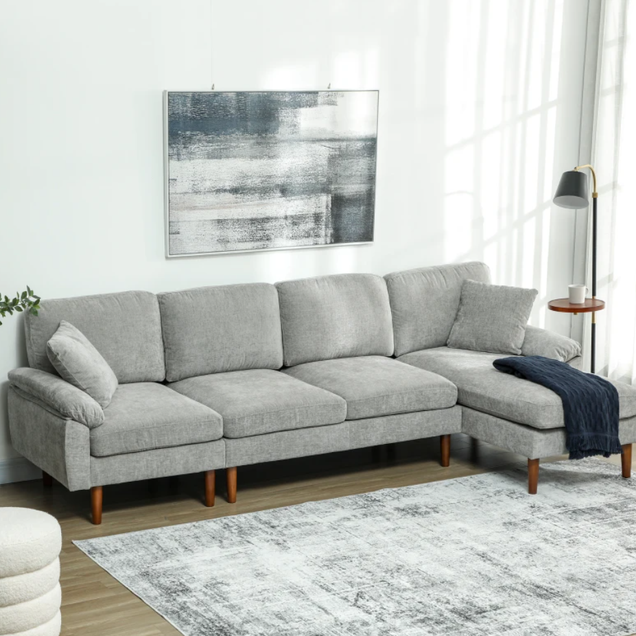 L-Shape Sofa, Modern Sectional Couch with Changeable Chaise Lounge