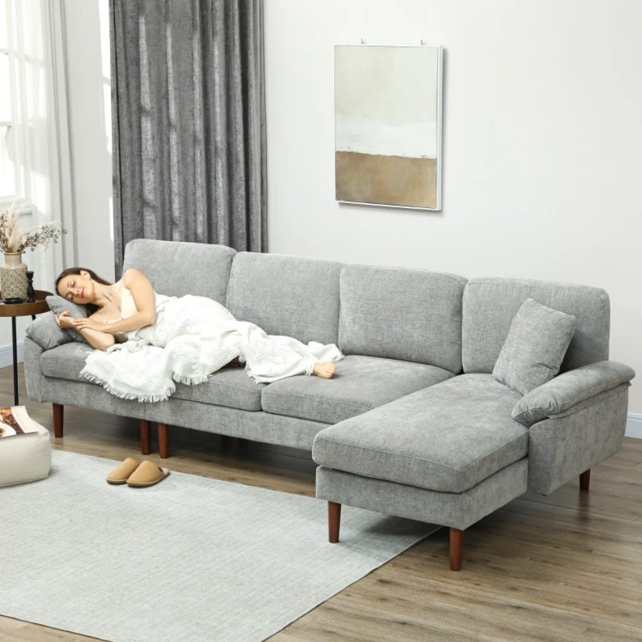 L-Shape Sofa, Modern Sectional Couch with Changeable Chaise Lounge