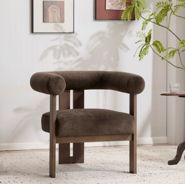 Velvet Round Arm Accent Chair