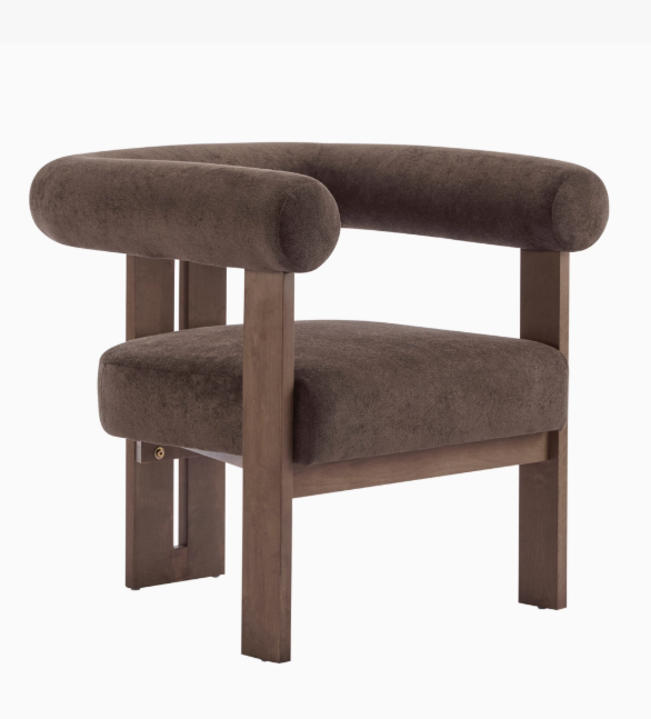 Velvet Round Arm Accent Chair