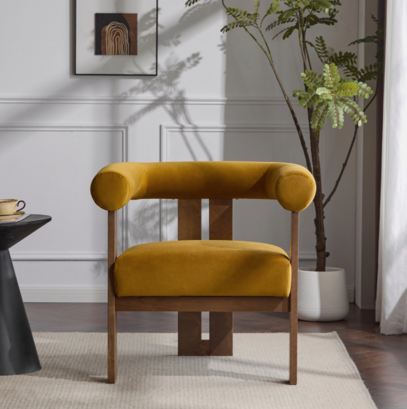Velvet Round Arm Accent Chair