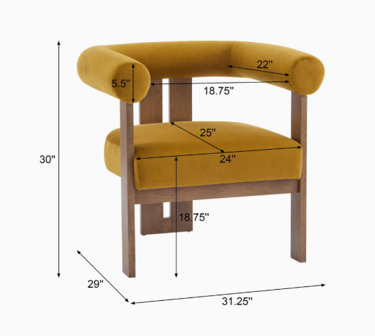 Velvet Round Arm Accent Chair