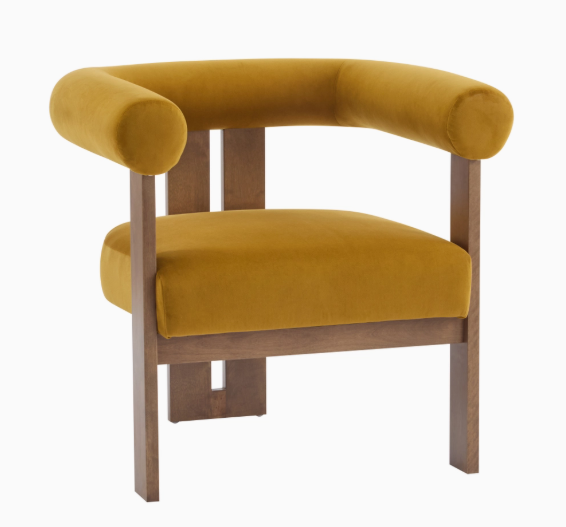 Velvet Round Arm Accent Chair