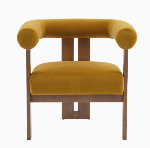 Velvet Round Arm Accent Chair